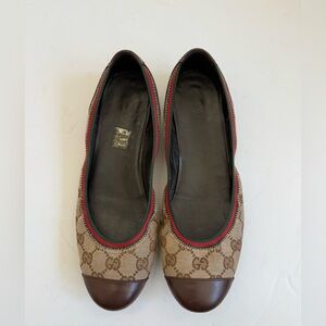 Gucci Brown GG Logo Monogram Supreme Guccissima Brown Canvas Ballet Flats EU40